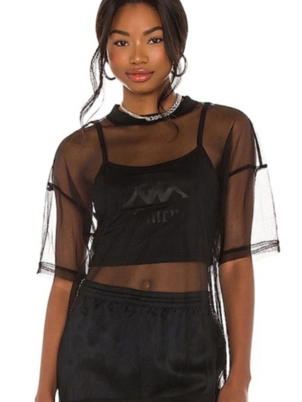 Kappa x Juicy Couture Elena Top in Black Smoke, size Large